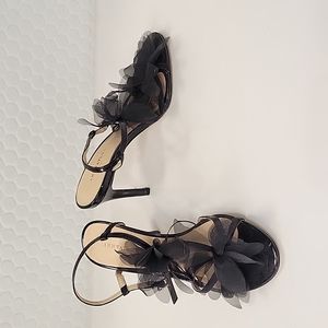 Ann Taylor black heel with chiffon flower detail, size 7M (never worn)